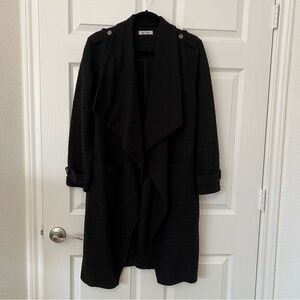 BB Dakota Revolution Black Drapey Boucle Coat Size S EUC